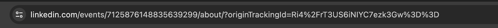 A browser address bar showing a linkedin.com/events URL.